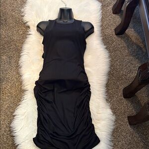 SHEIN Black Sleeveless Ruched Midi Dress